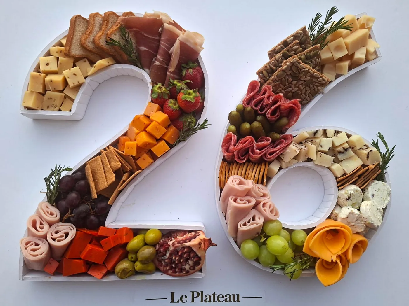 Cheese board shaped like the number 26