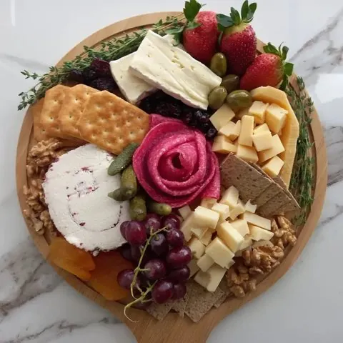 Board with brie and walnuts